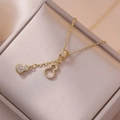 Elegant gold gourd necklace with micro-paved zirconia pendant in a luxury jewelry gift box - Gold Double Gourd