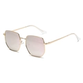 Chic polygonal gold metal sunglasses with pink-purple mirrored lenses for women - Gold Frame Pink Mirror C8