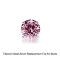 Pink cubic zirconia titanium steel stud earring with a 4-prong setting and screw head - M0.9*3mm (Head Only) / Pink Zircon
