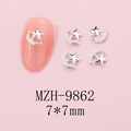 Macro detail of 7x7mm star and moon alloy nail charms with white micro pearls - MZH-9862 (7*7mm)