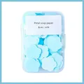 Portable blue petal-shaped soap sheets in milk scent for travel hygiene - Blue Milk [Boxed]
