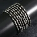 Set di bracciali multistrato in metallo argento stile punk con design a corda ritorta per uomo - Stile Intrecciato