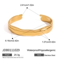 Waterdichte gouden golfvormige roestvrijstalen open armband voor dames - Goud