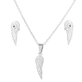 Set di gioielli in acciaio inossidabile con collana e orecchini a forma di ali d'angelo - Argento