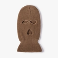 Brown knitted three-hole balaclava ski mask with thick winter thermal yarn finish - One Size / Dark Khaki