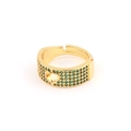 Adjustable golden snake ring with green zircon stones and heart cutout detail - Adjustable Open / Green Zircon Heart Hollow Style