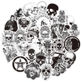 Set d'autocollants punk gothiques avec motifs de crânes et symboles mystiques noirs - Série Crâne Gothique-50 Pièces