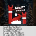 Merry Christmas UV static window cling featuring red Santa hat and rock gesture design - 40x40cm