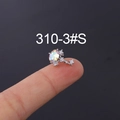 Delicate moonstone tragus stud with 310-3#S silver finish and petite white crystals - Phantom Key Style (HSPJ310-3#S) / Silver