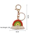 Handmade woven rainbow keychain with white tassels and rose gold lobster clasp - Rainbow 3