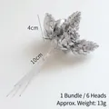 Silver artificial pine cone picks bundle of 6 heads for Christmas wreath DIY decor - Artificial Large Pine Cones (6 Heads) / Set of 6 / Silver