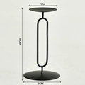 Minimalist matte black metal candle holder Nordic style 16cm height decorative stand - Large / Black