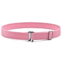 Adjustable elastic kids belt in soft pink color with black metal buckle and slider - Pink