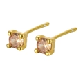 Minimalist S925 sterling silver stud earrings with champagne zircon stones in gold finish - Champagne Zirconia (November)