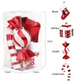 Set decorazioni natalizie rosse e bianche con stivali e caramelle in scatola regalo - Set da 4 pezzi