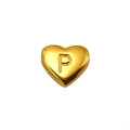 Golden heart-shaped titanium steel charm featuring an engraved letter P with 2mm hole - Letter P Style (S-P143-P)