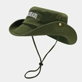 Détail de la broderie Colorado et des boutons en métal sur le chapeau de randonnée - Taille unique / Vert Militaire