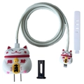 Cute Maneki Neko themed protector set for 20W USB-C charger and cable accessories - Lucky Cat White / Five-Piece Set