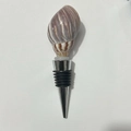 Decorative wine stopper with natural purple seashell top and stainless steel seal - Agate Snail Stopper