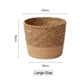 Large two-tone seagrass plant basket with natural woven textures, size 20x16cm - Large (Top 20cm, Height 16cm, Bottom 15cm)