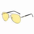 Classic aviator sunglasses with gunmetal frame and yellow night vision lenses - Silver Frame (Polarized Night Vision)
