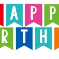 Colorful Happy Birthday triangular bunting banner with vibrant multi-colored flags - Happy Birthday Banner