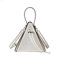 Elegante borsa a triangolo bianca con strass scintillanti e dettagli neri a contrasto - Bianco