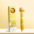 Retractable cartoon duck eraser in bright yellow with matching paper box for students - Happy Duck (Yellow)