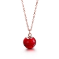 Minimalist necklace featuring a faceted red crystal ball pendant on a rose gold chain - Rose Gold Chain + Red Crystal
