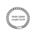 Bracciale cubano da uomo 10mm in acciaio al titanio argento, lunghezza 21cm, stile industriale - 10mm / Bracciale / 21cm
