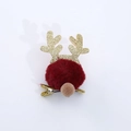 Pince à cheveux bois de renne de Noël avec pompons rouges et marron et détails dorés - Élan Mignon / Lot de 6 / Rouge