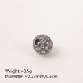 DIY jewelry charm bead in antique silver finish with sparkling cubic zirconia micro-pave - 6MM White Zirconia Gun Black Plated