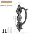 Vintage cast iron door handle with embossed floral details and antique black finish - 7091 Door Handle