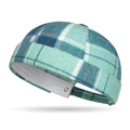 Berretto docker a quadri verdi con cinturino regolabile e occhiello in metallo vintage - Blu Lago