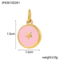Pendentif rond en émail rose avec étoile dorée en acier inoxydable pour bijoux - JP43615D2K1-Disque étoile rose