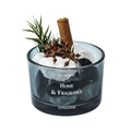 Gray-blue glass diffuser set with black and clear crystals, cinnamon and green foliage - Black Cup + Cold Water Scent Oil 10ml