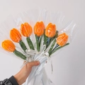 Handcrafted orange felt tulips bouquet with 6 flowers and Just for you ribbon - Finished Orange Tulip