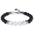 Détail du bracelet en œil de tigre 8mm avec fermoir mousqueton et chaîne réglable - Bracelet Howlite Blanche