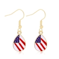 Independence Day teardrop earrings featuring USA flag design in golden finish - Style 41-USA Flag Pattern Teardrop Earrings