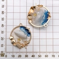 Golden mermaid shell starfish resin pendants with blue glitter and marine elements - 1pc Enamel Starfish Shell Wreath 34x40mm