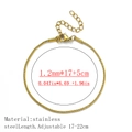 18K gold plated stainless steel snake chain bracelet with 1.2mm width and adjustable length - Round Snake Chain Style / 1.2mm Wide (17+5cm) / Gold