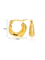 Golden hollow geometric stainless steel hoop earrings with vintage relief pattern - Vintage Embossed Carving (E4626)