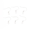 Close-up of S925 sterling silver U-shaped ear hooks with coil and ball for DIY jewelry - No Bead Silver
