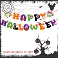 Banderole Halloween colorée Happy Halloween avec motifs citrouilles et fantômes festifs - HY-WSLQ-41 Bannière de Lettres Happy Halloween Colorées
