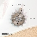 Silver micro-pave zircon heart wing pendant with solar rays, size 2.2cm x 2.7cm - SMP54305-Silver Heart Stitching Sun Rays Pendant