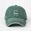 Vintage washed green cotton baseball cap featuring white COOL Pops CLUB printed typography - One Size / Dark Green