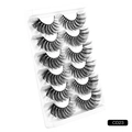 Set of 7 pairs 8D faux mink eyelashes with natural thick curls on white tray - 5 Pairs Black Thick Style (CD23)