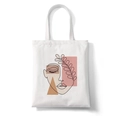 Minimalist canvas tote bag featuring face line art and abstract geometric prints - Style A (Abstract Face)