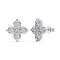 Clover Stud Earrings (DY1D0341) / 925 Silver / White