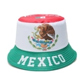 Detail of Mexico flag colors sun hat featuring eagle emblem and white Mexico text - M (56-58cm) / Mexico Theme Red White Green Combination (B)